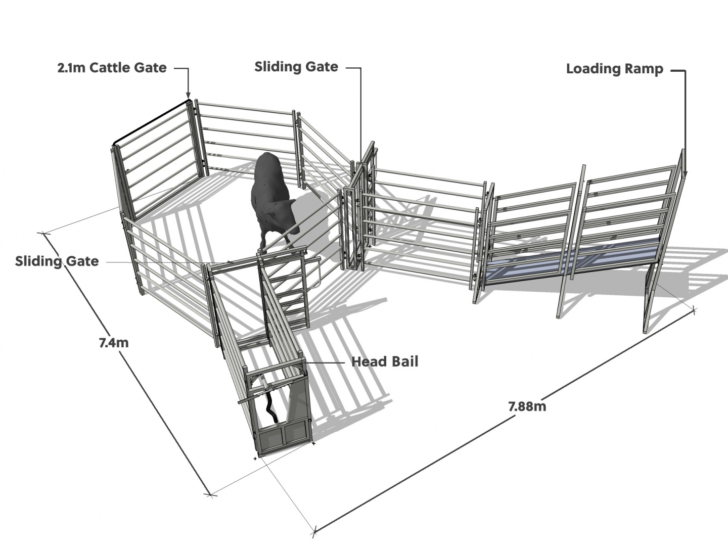 10 Head Cattle Yard - Fixed Loading Ramp